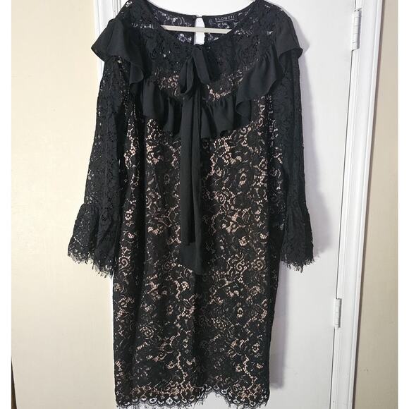 ELOQUII Black Lace Dress Plus Sz 22 Cocktail Whimsygoth Dark Romantic Holiday - Picture 1 of 8